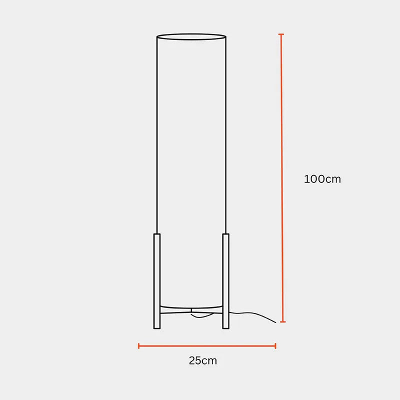 100 cm wooden floor lamp with cylindrical fabric shade-artycraftz.com