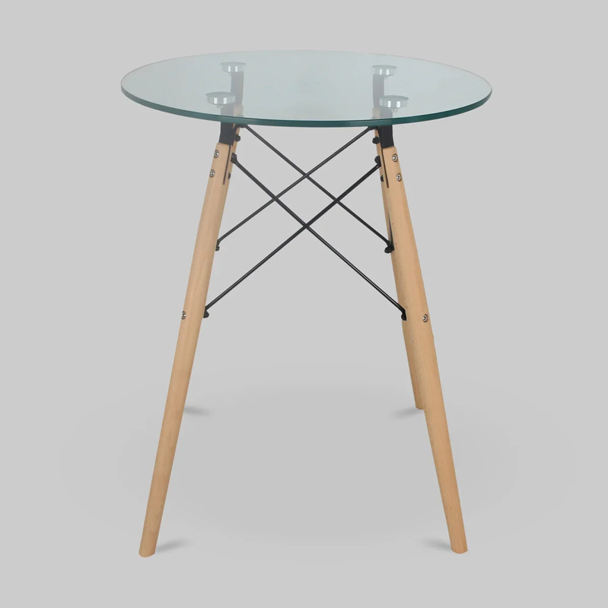 Wooden Legs Dining Tables with Glass Top