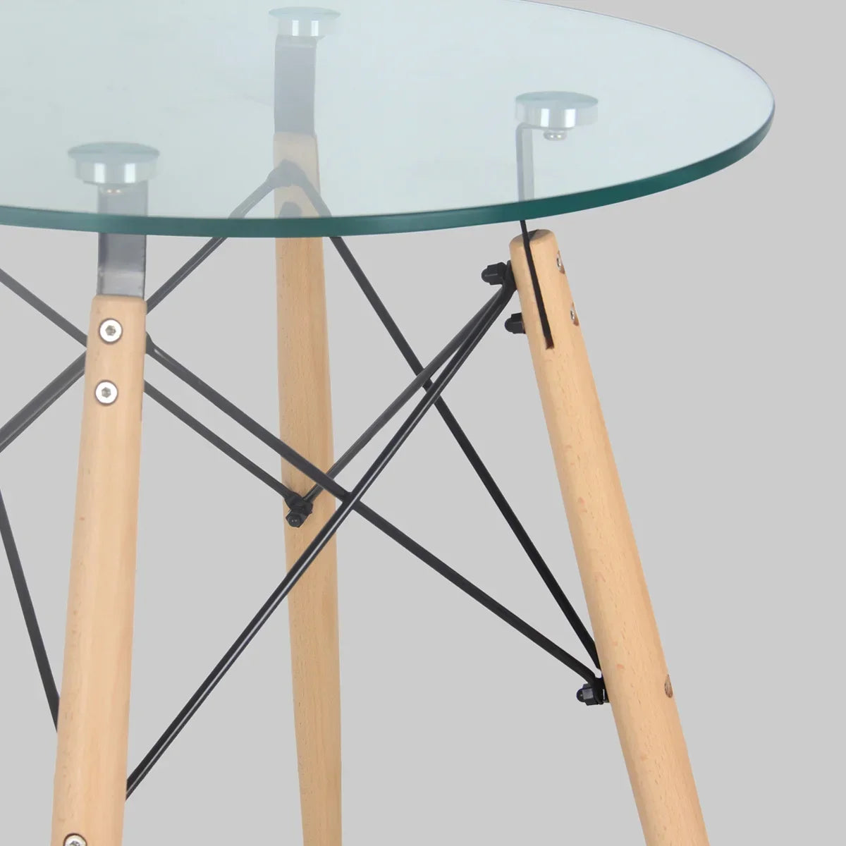 Wooden Legs Dining Tables with Glass Top