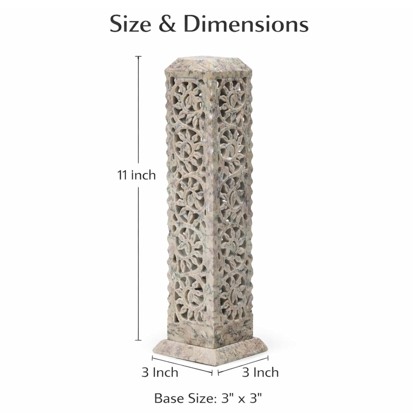 11 inch marble soapstone incense burner with carved desig-ArtyCraftz.com