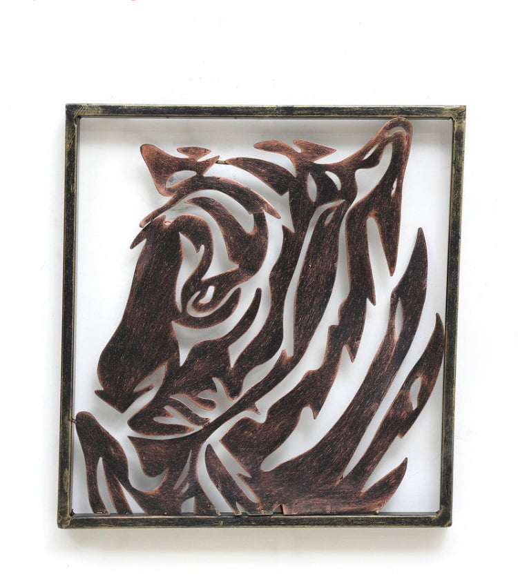 Wrought Iron Tiger Frame Wall Art With LED