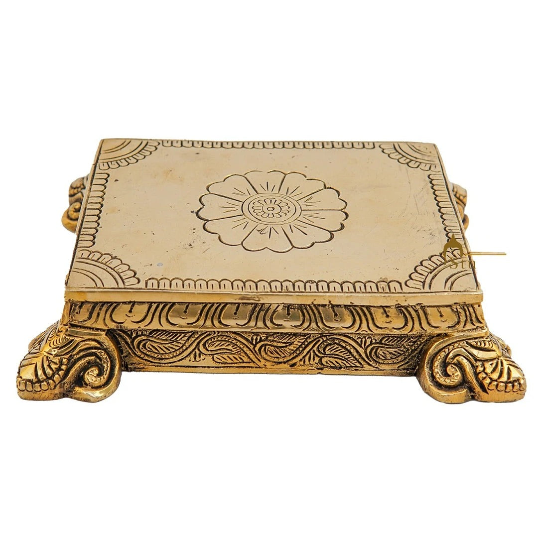 Brass Flower embossed Chowki