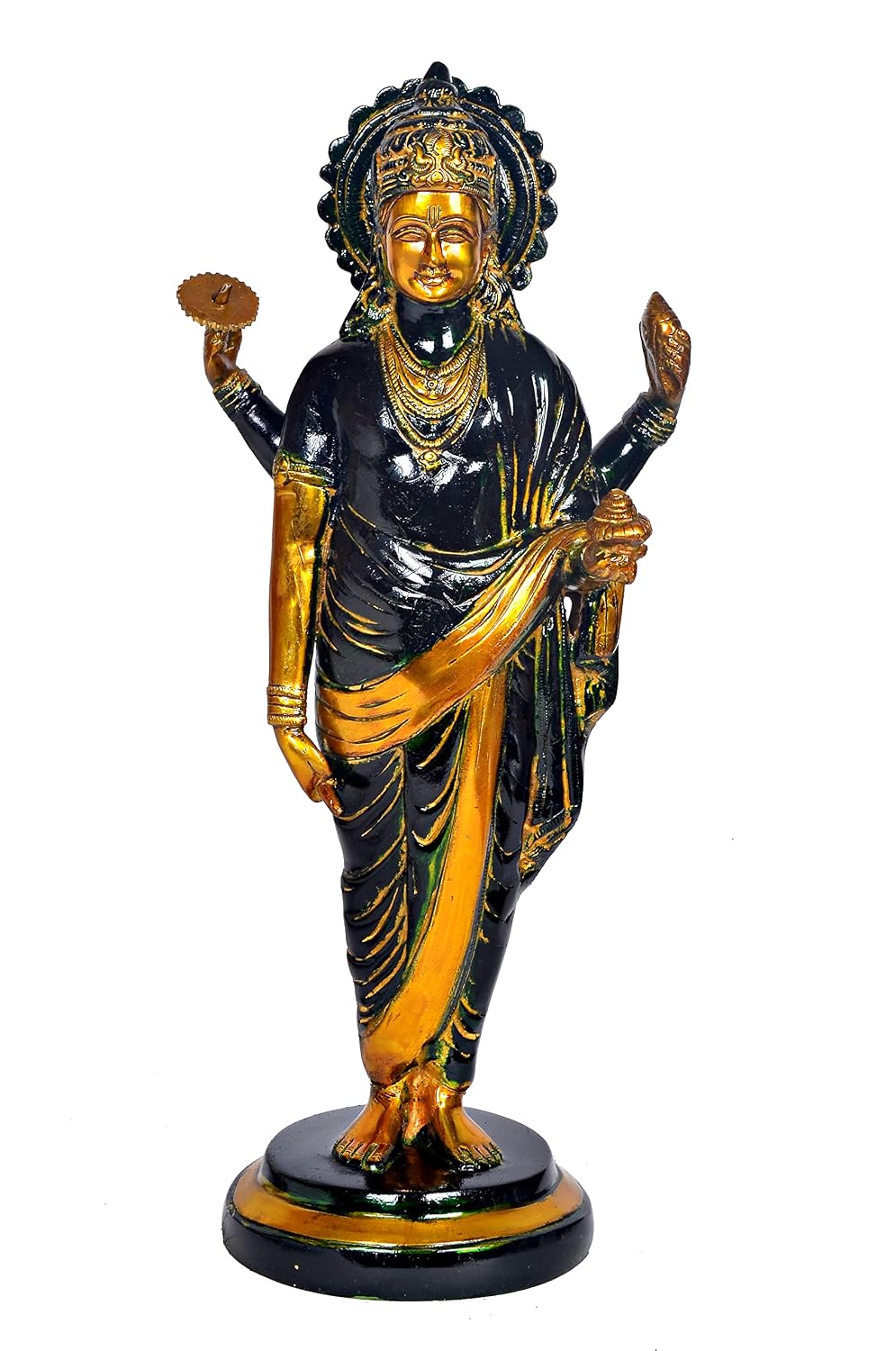 18.5 inch Dhanvantri idol with black and gold finish-artycraftz.com