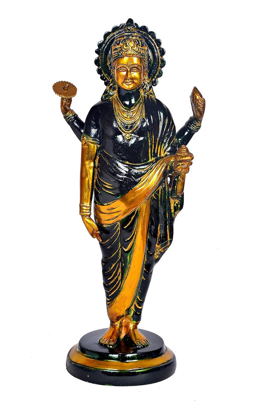 18.5 inch Dhanvantri idol with black and gold finish-artycraftz.com