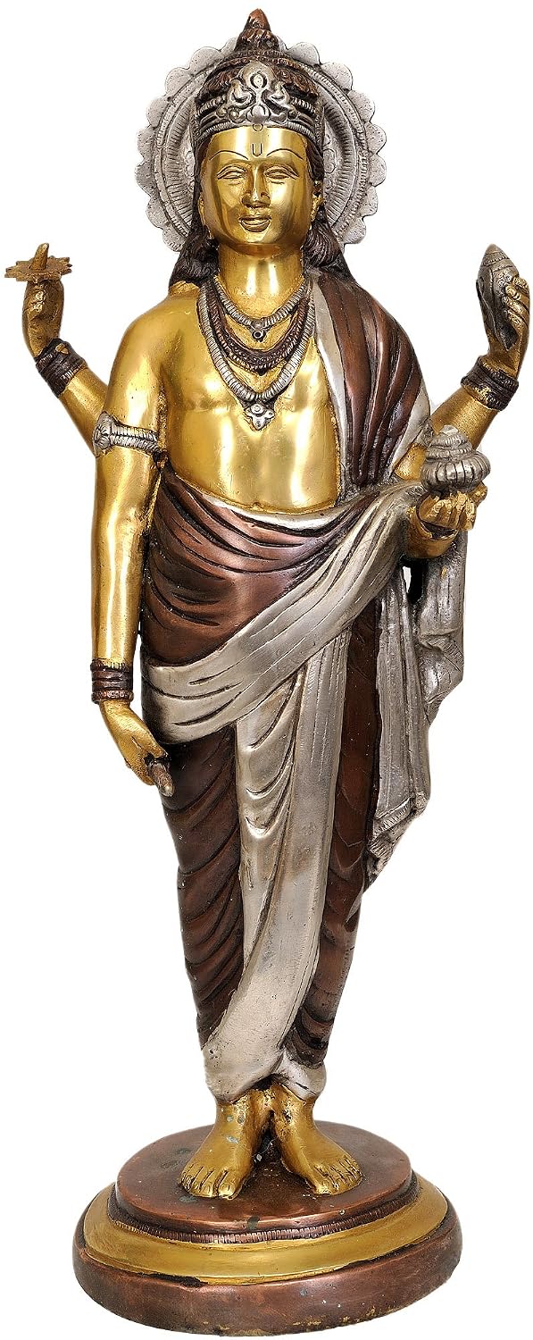 18.5 inch Dhanvantri idol with brown and gold finish-artycraftz.com