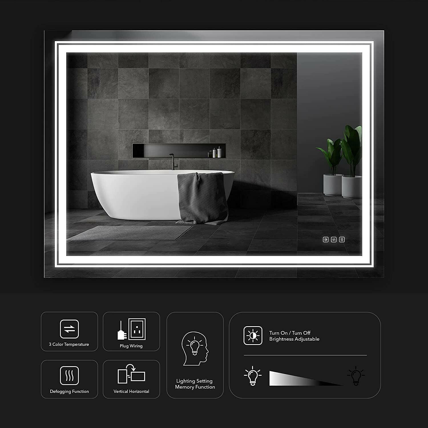 18"X24" Hub LED-Wall Mounted Bathroom Mirror - ArtyCraftz.com