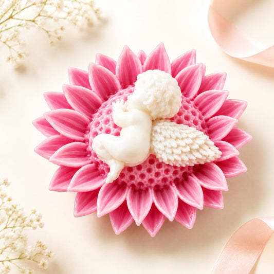 2.9 inch angel baby flower candle in pink and white-artycraftz.com
