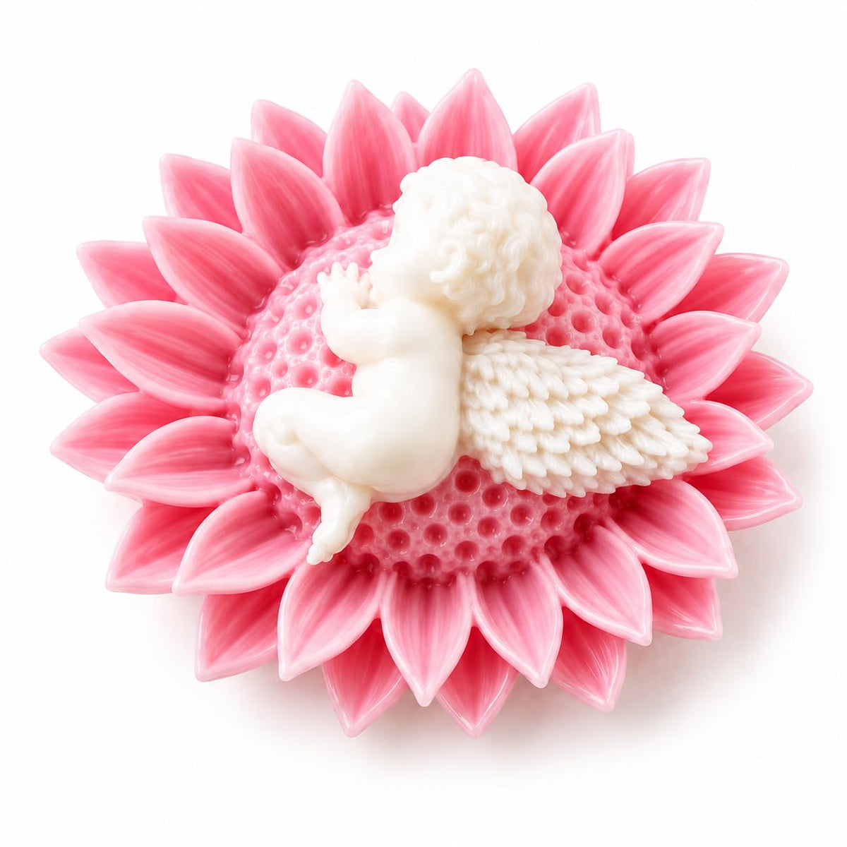 2.9 inch angel baby flower candle in pink and white-artycraftz.com