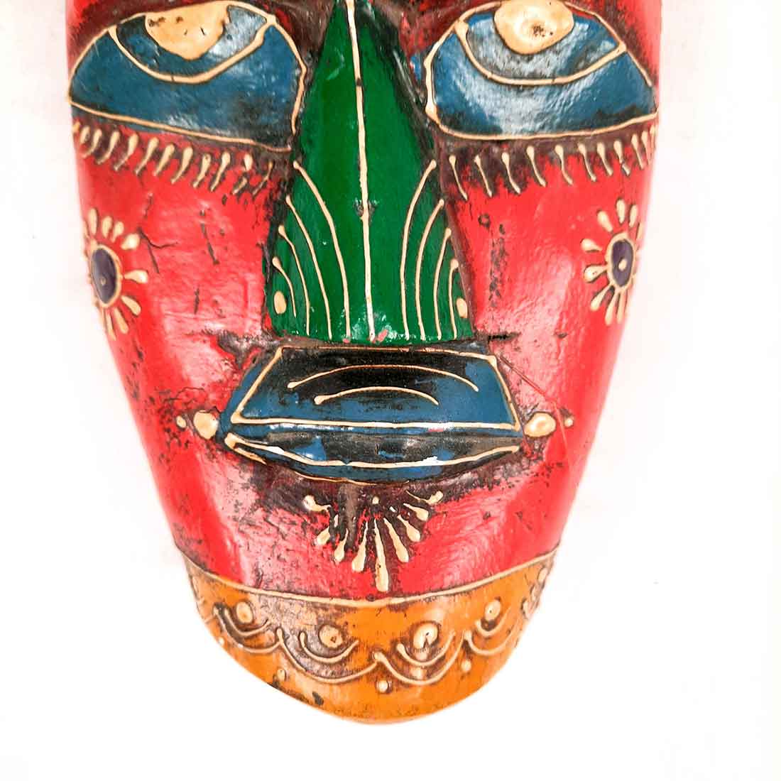 Tribal Wooden Wall Mask Nazar Battu — Entrance Decor