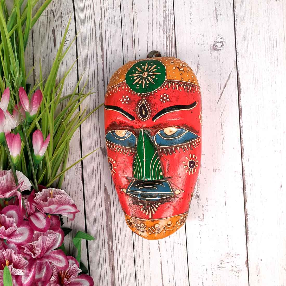 Tribal Wooden Wall Mask Nazar Battu — Entrance Decor