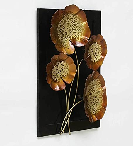 20 x 15 inch metal floral panel wall art with gold flower details-ArtyCraftz.com