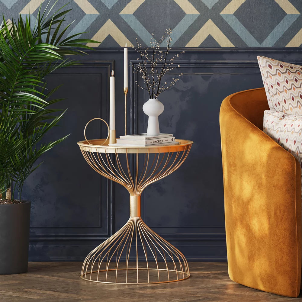 Round Tray table, Gold, 58 cm