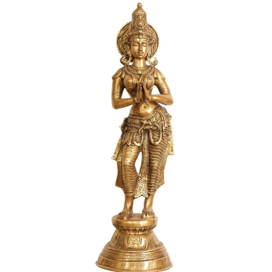 28 Inch Brass Statue of a Namaste Lady - ArtyCraftz.com