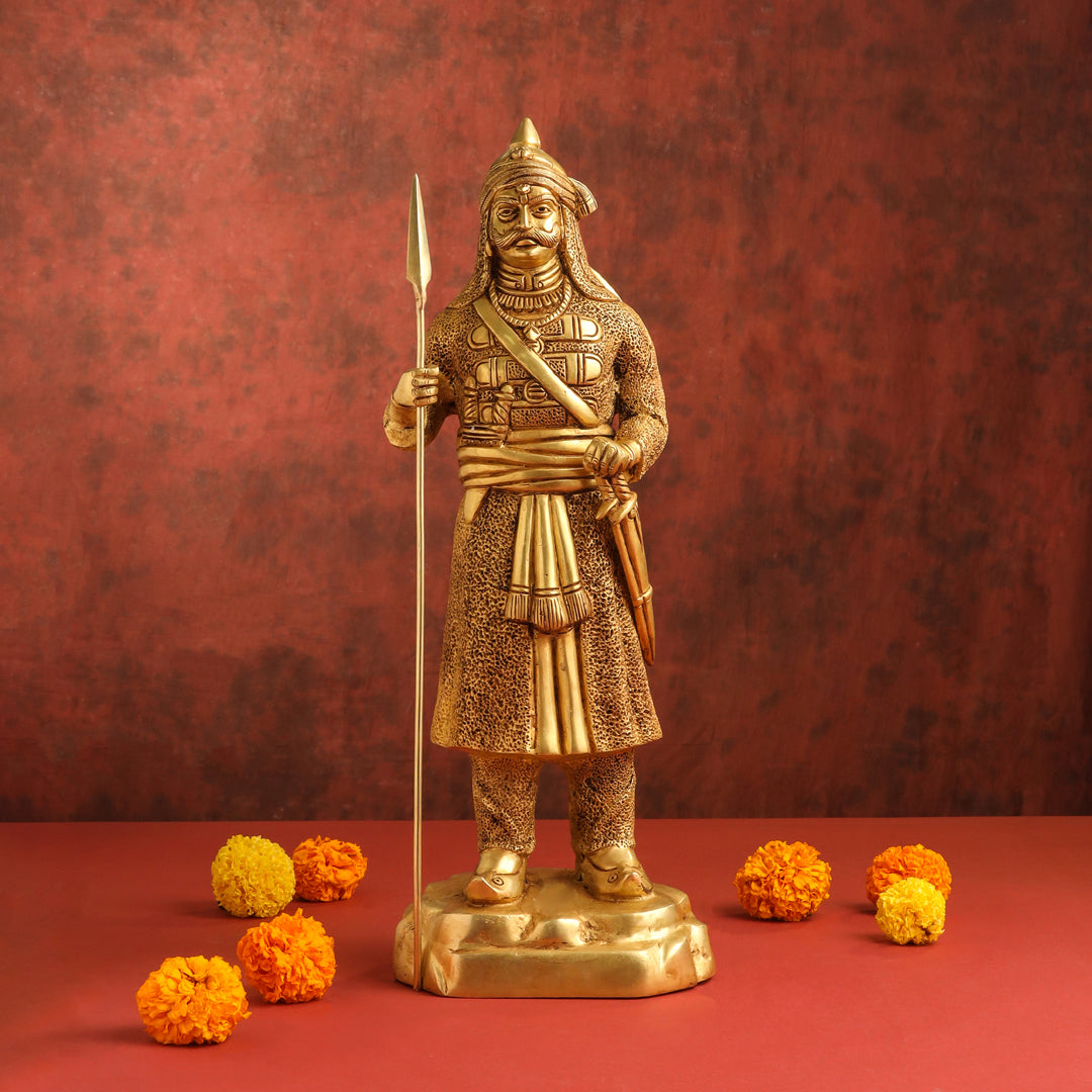 Brass Maharana Pratap Standing Statue (19 Inch)