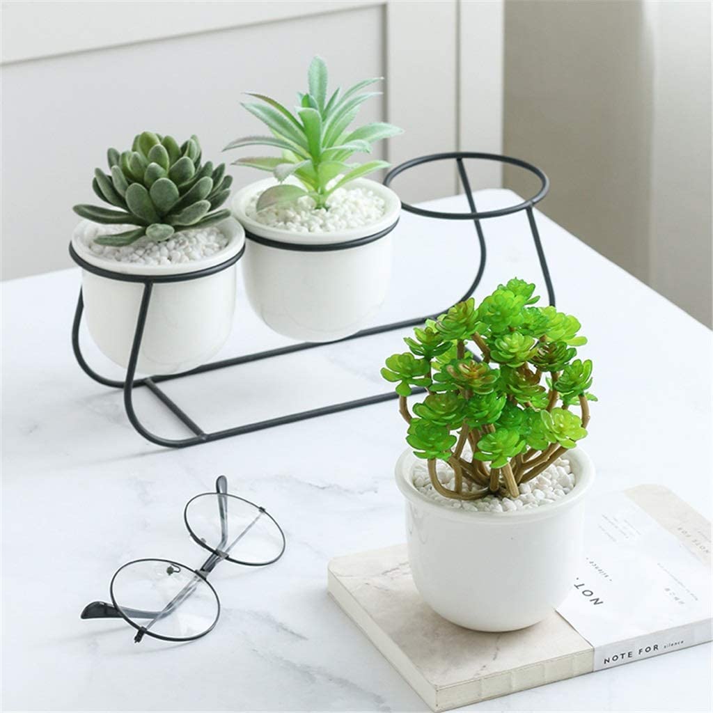 3-tier White indoor planters with gold metal stand-ArtyCraftz.com