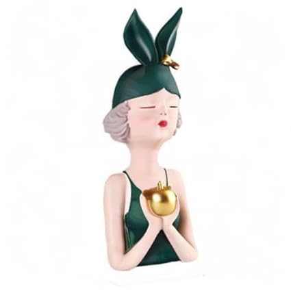 Resin Girl Holding Apple for Home Decor and Gifting