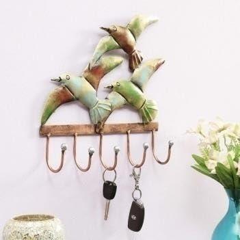 Handcrafted Metal Hanger with Birds for Wall Decor