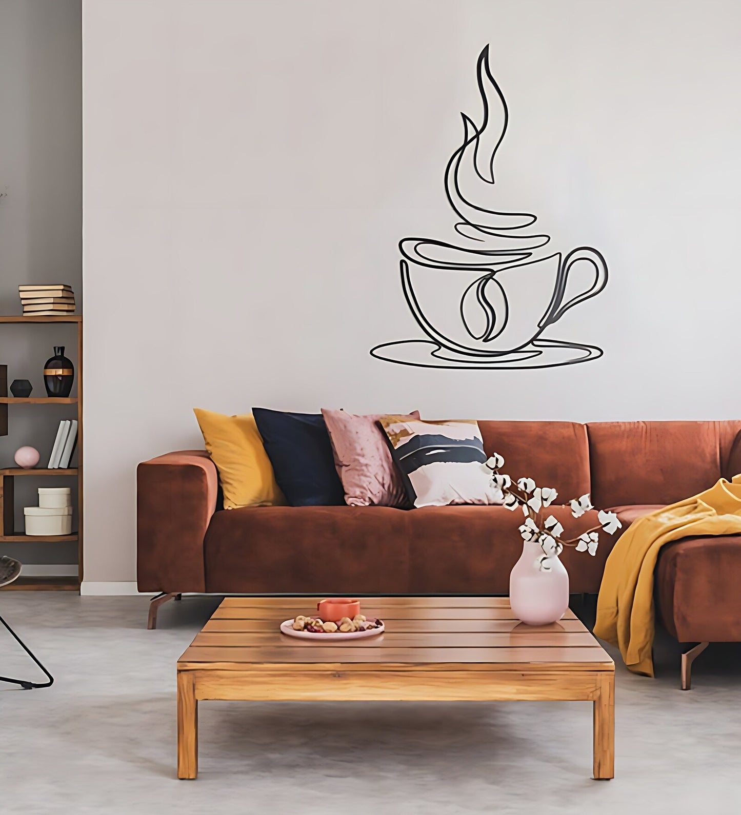36 Inch Coffee Cup Iron Wall Decor for Kitchen and Cafe-ArtyCraftz.com