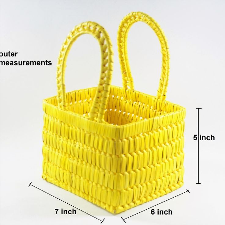 Handwoven Palm Leaf Square Basket with Handle