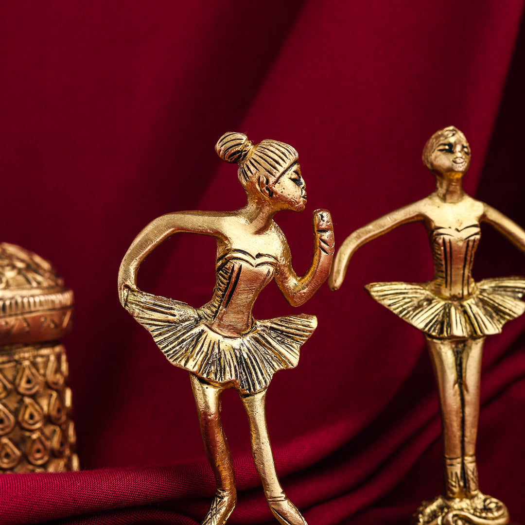 Brass Dancing Ballerinas - Set of 5 Figurines (4.2 Inch)
