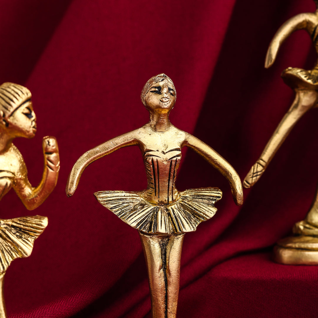 Brass Dancing Ballerinas - Set of 5 Figurines (4.2 Inch)