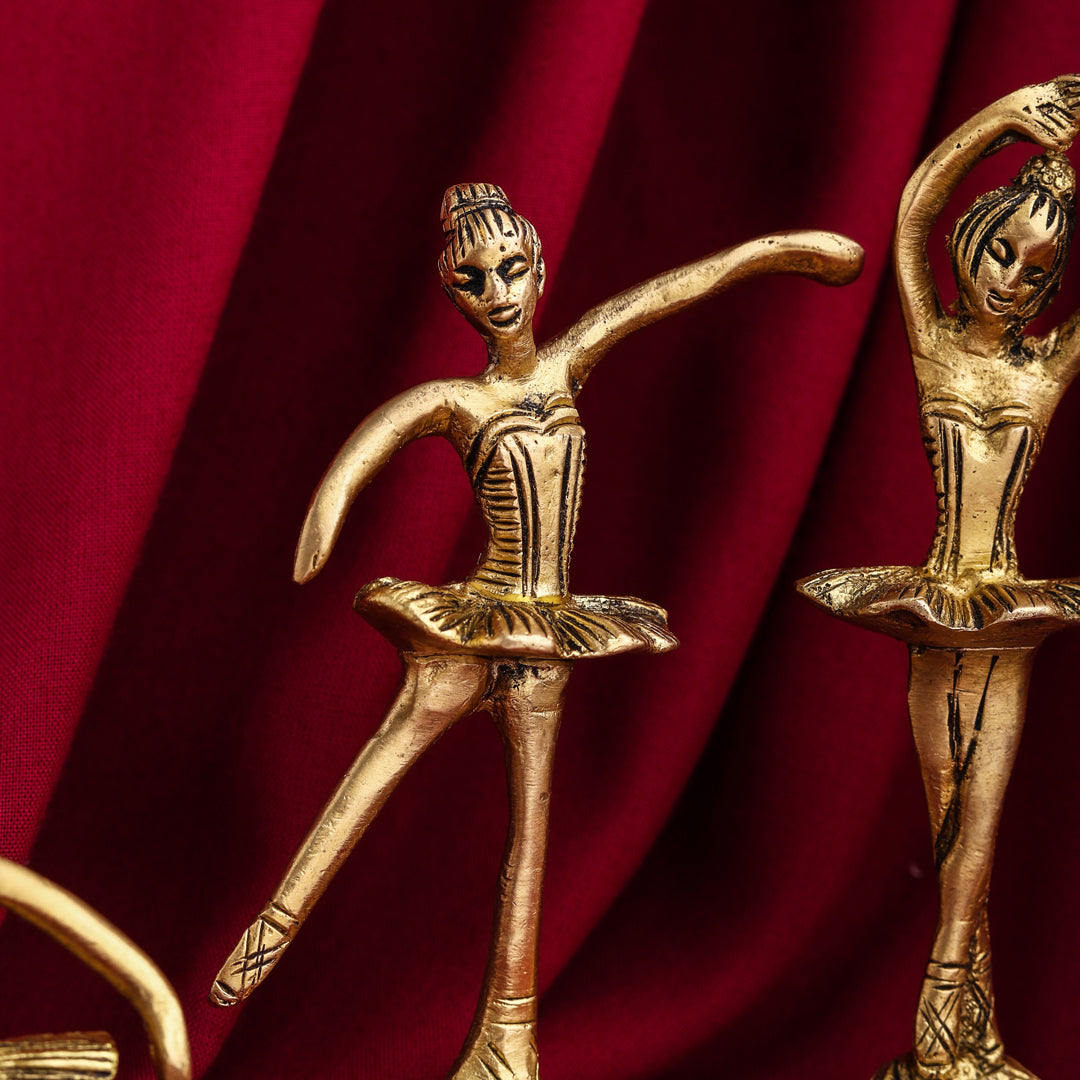 Brass Dancing Ballerinas - Set of 5 Figurines (4.2 Inch)