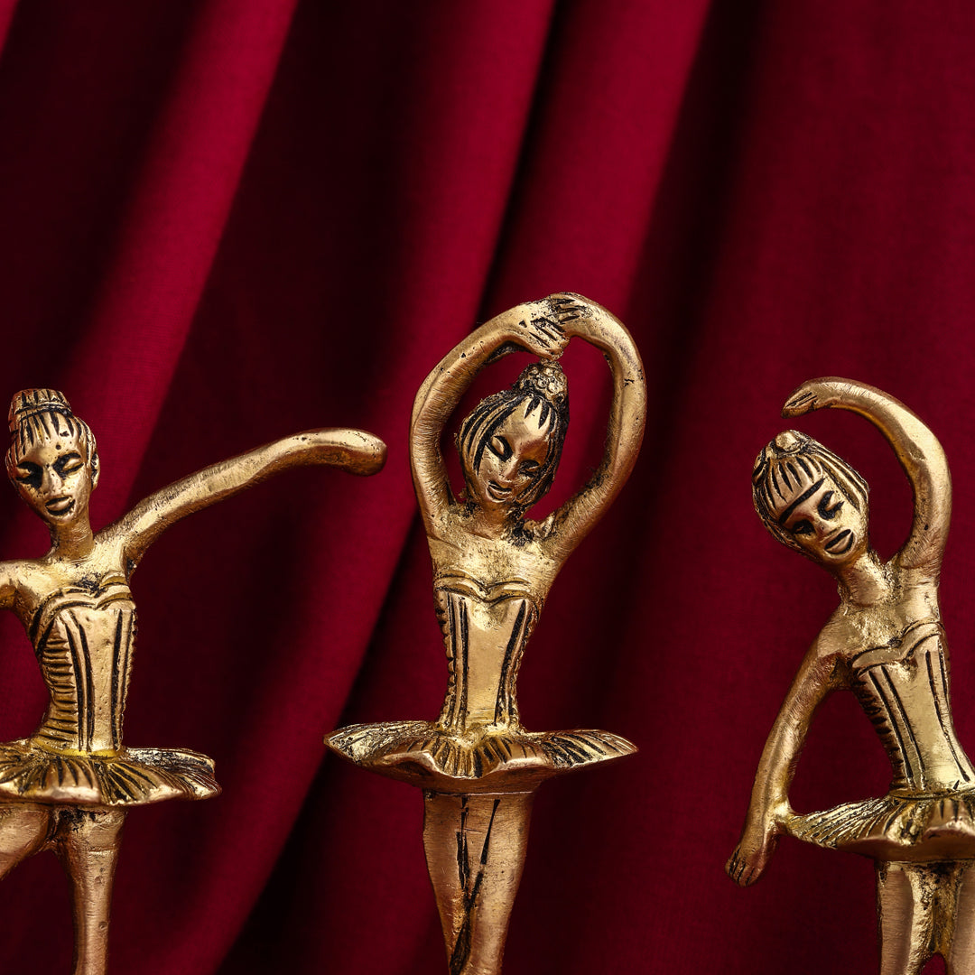 Brass Dancing Ballerinas - Set of 5 Figurines (4.2 Inch)