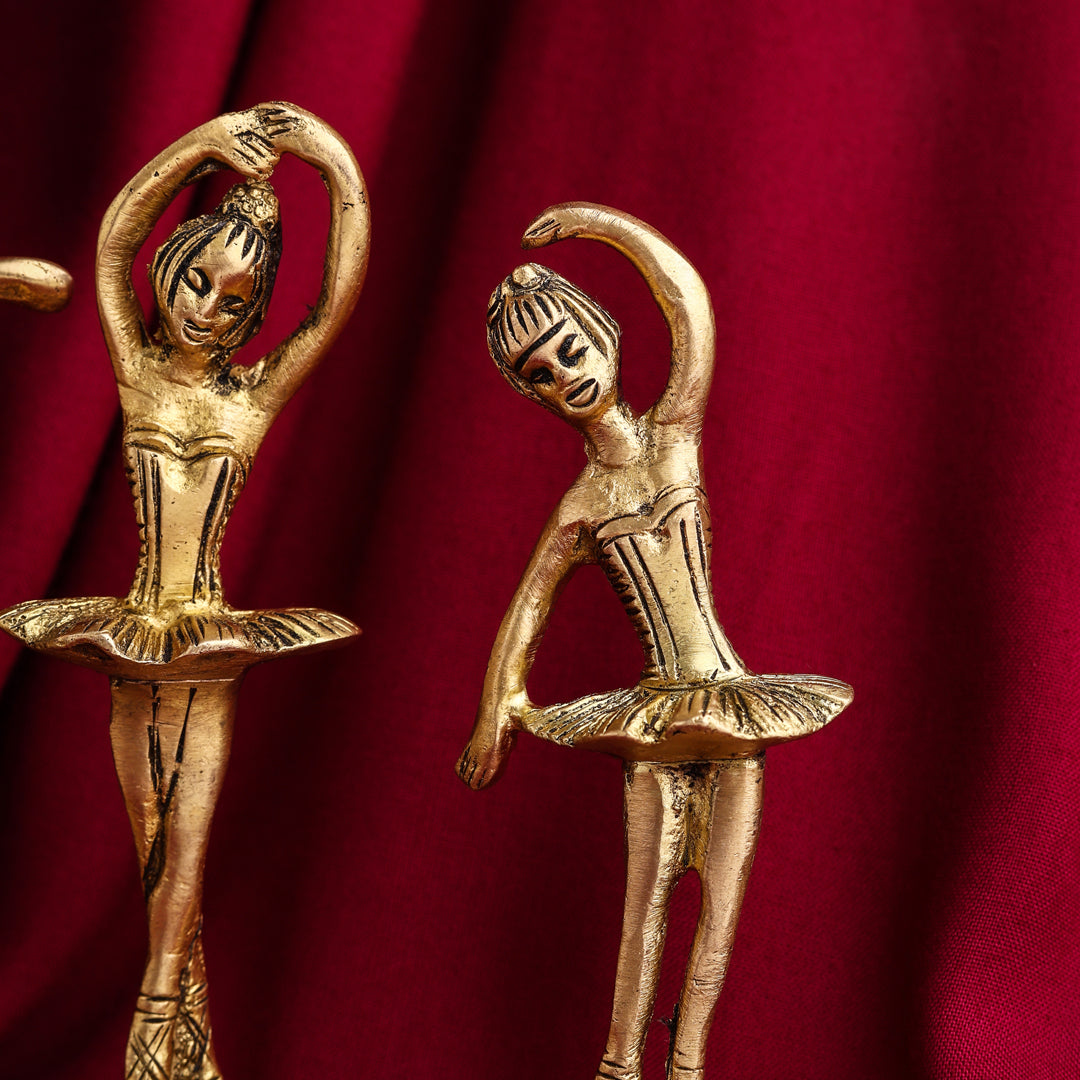 Brass Dancing Ballerinas - Set of 5 Figurines (4.2 Inch)