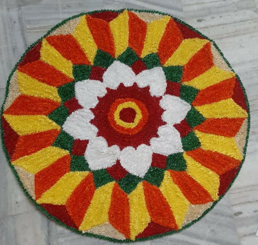 3 D Effect Floral Canvas Rangoli Mat - ArtyCraftz.com