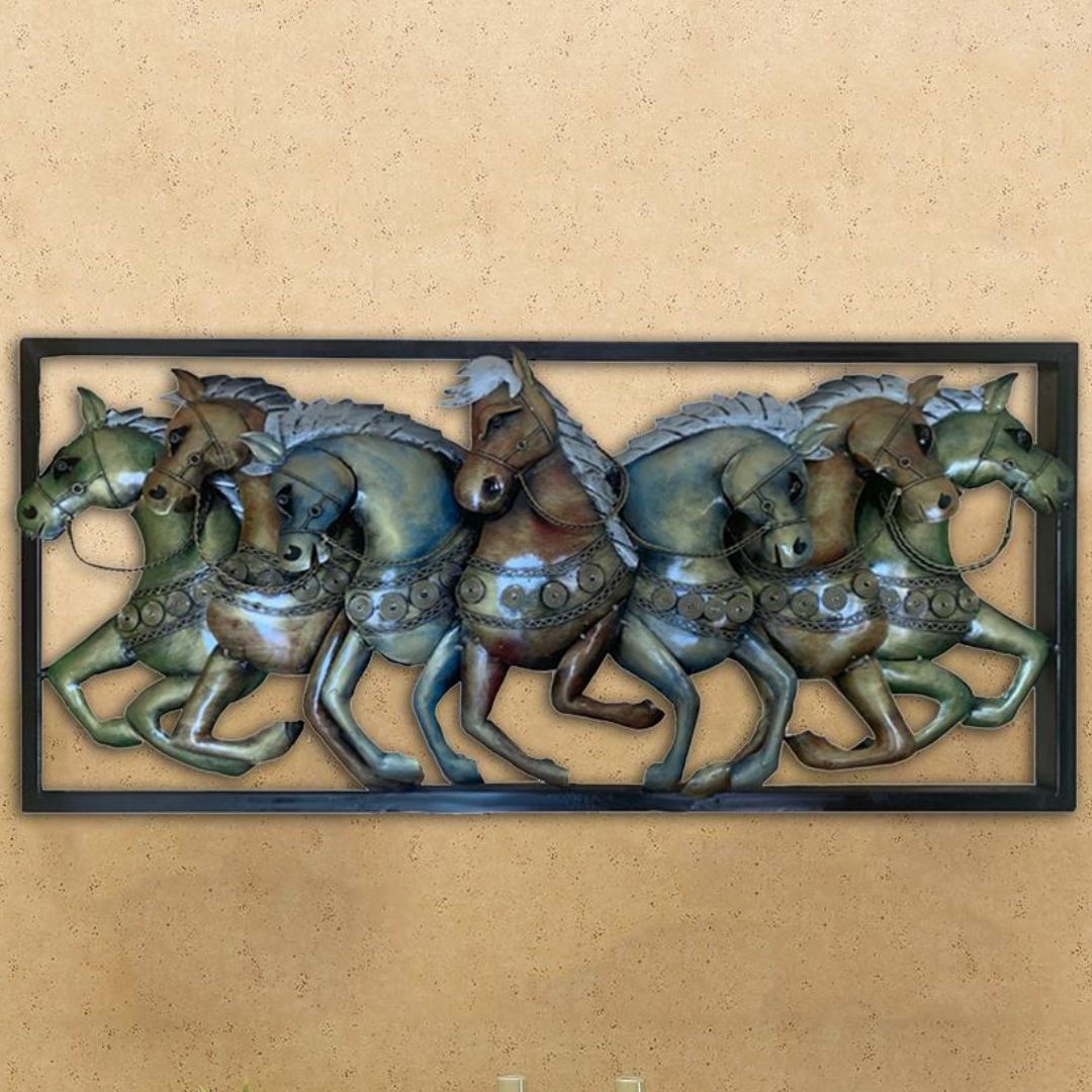 Handcrafted Metal Horse Frame Wall Art