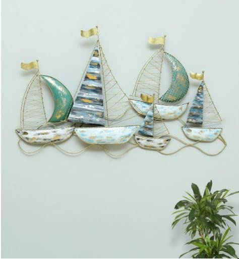 Handmade Metal W-Marina Boat Wall Decor