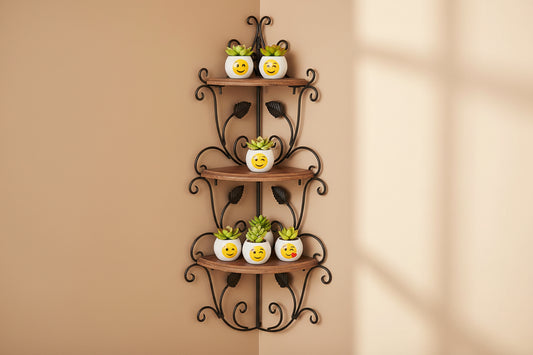 Luxury 3 Tier Iron Wall Corner Shelf-ArtyCraftz.com
