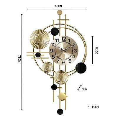 Handcrafted Gold and Black Hanging Decorative Metal Wall Clock