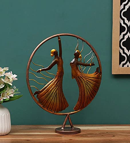 Metal Dancing Couple Table Decor – Romantic Modern Sculpture (19.5 Inch)