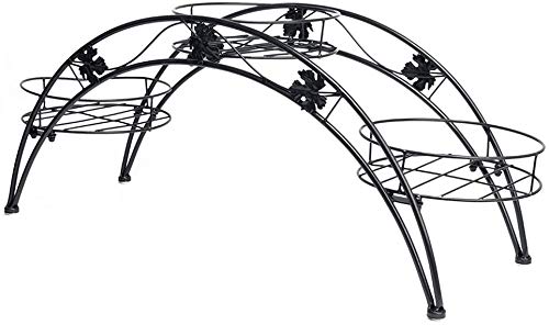 Metal Arch Plant Rack Organizer Flower Pot Plant Stand with Holder (Black, Large)
