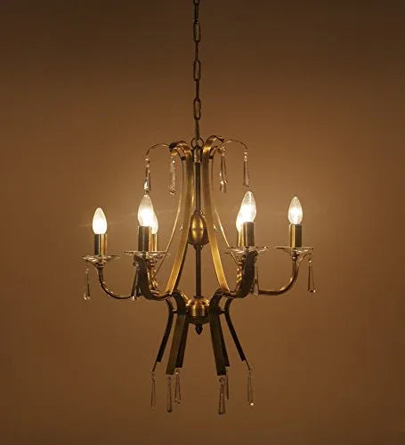 Antique Brass 6-Light Chandelier Ceiling Light for Living Room-ArtyCraftz.com