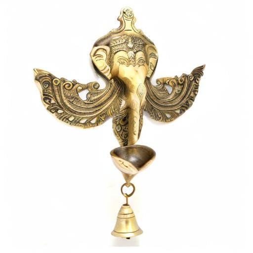 Brass Winged Ganesh Wall Hanging Lamp-ArtyCraftz.com