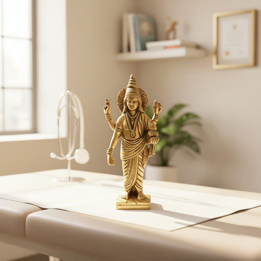 7.5 inch brass Lord Dhanvantari idol-ArtyCraftz.com