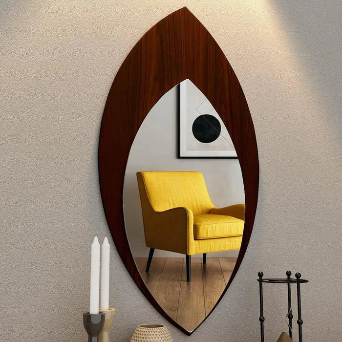 Leaf Design Decorative Wooden Wall Mirror