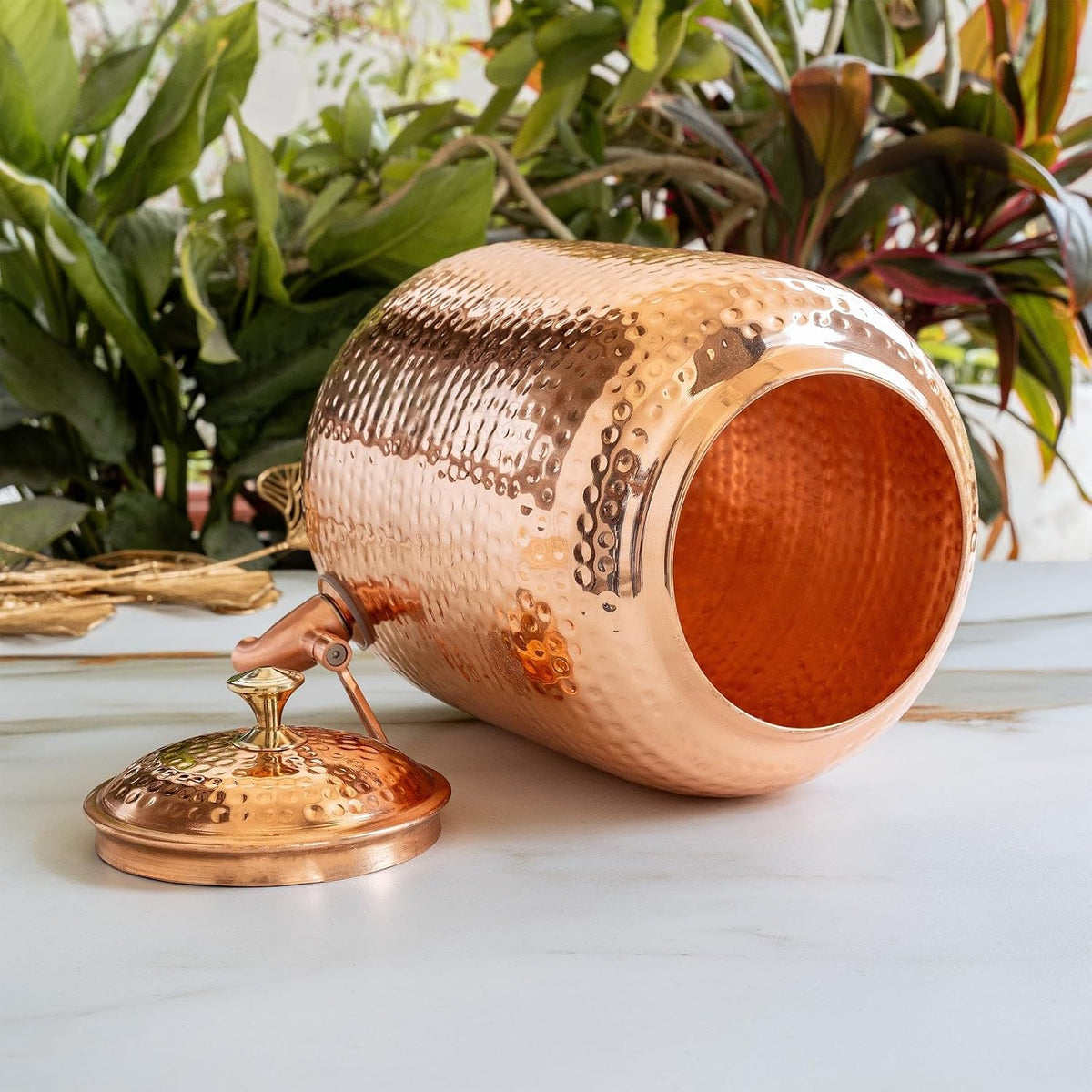 4 Litres Hammered Copper Water Dispenser with Tap -Artycraftz.com