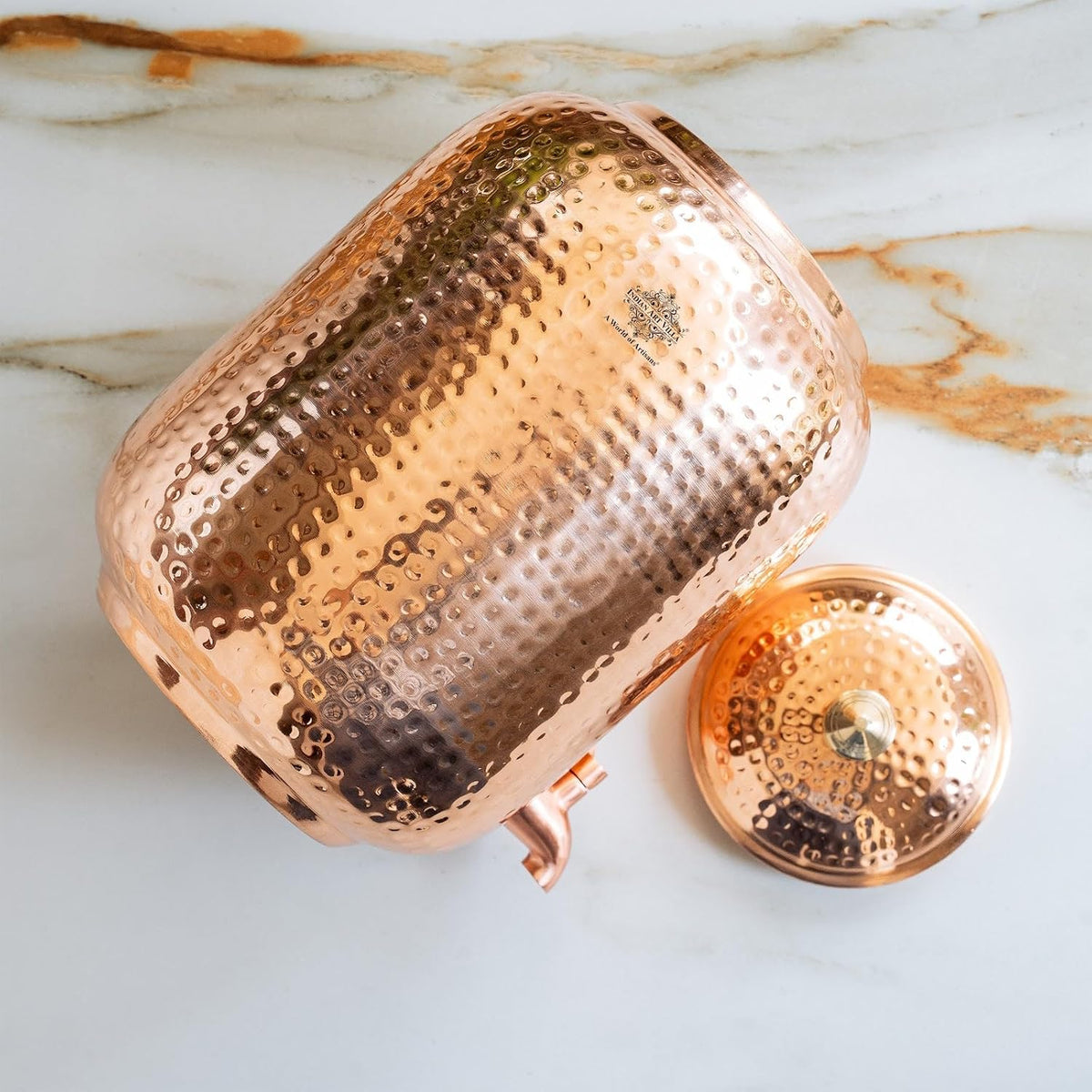 4 Litres Hammered Copper Water Dispenser with Tap -Artycraftz.com