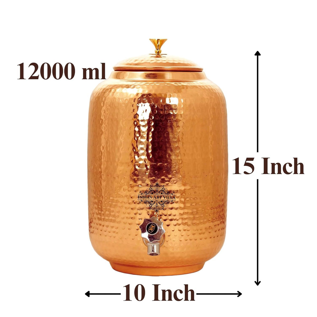 4 Litres Hammered Copper Water Dispenser with Tap -Artycraftz.com