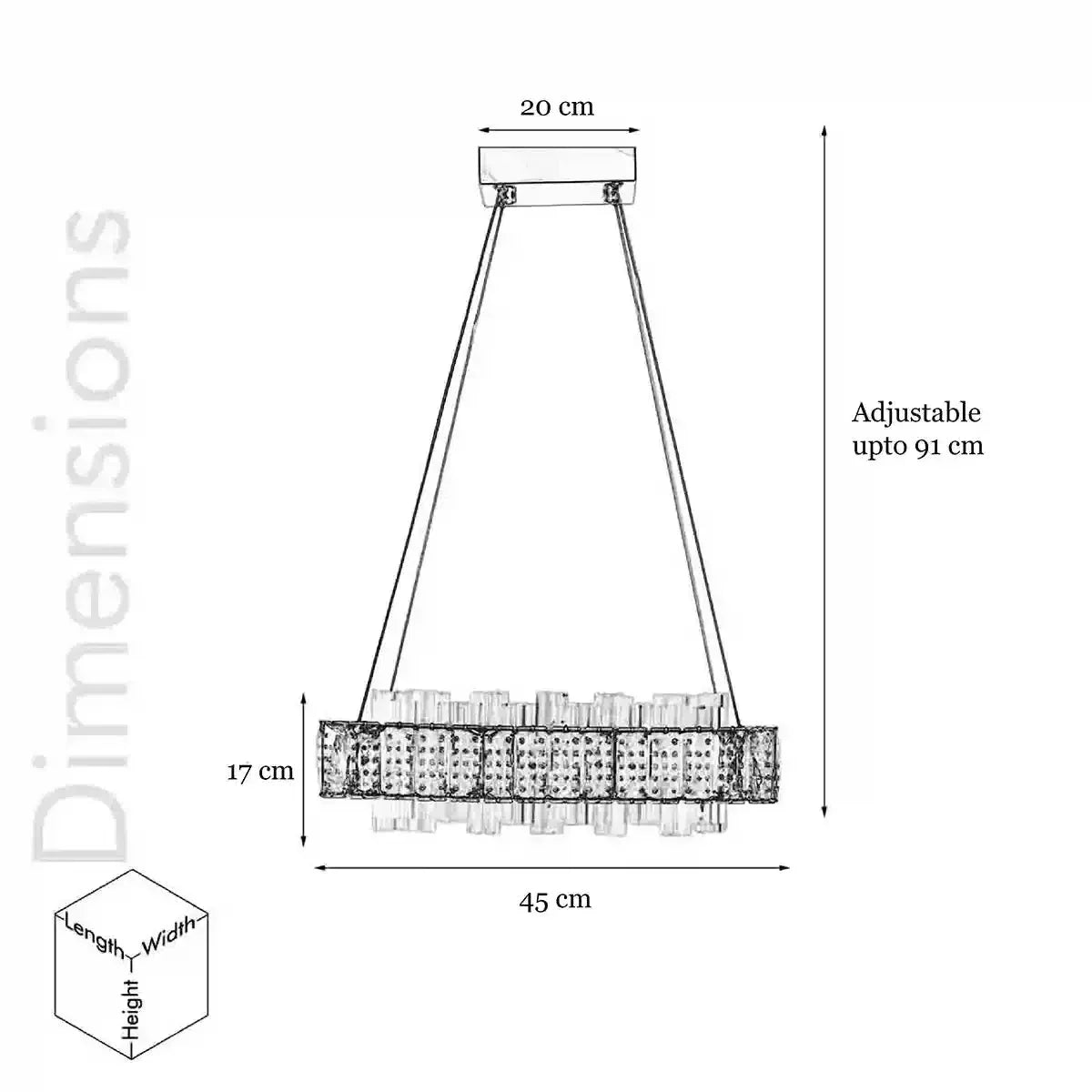 Candela Crystal Three Way Remote Lighting Chandelier-ArtyCraftz.com