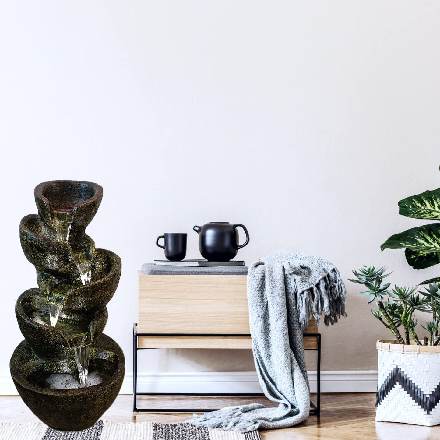 5-Tier Resin Fountain with LED Lights-ArtyCraftz.com