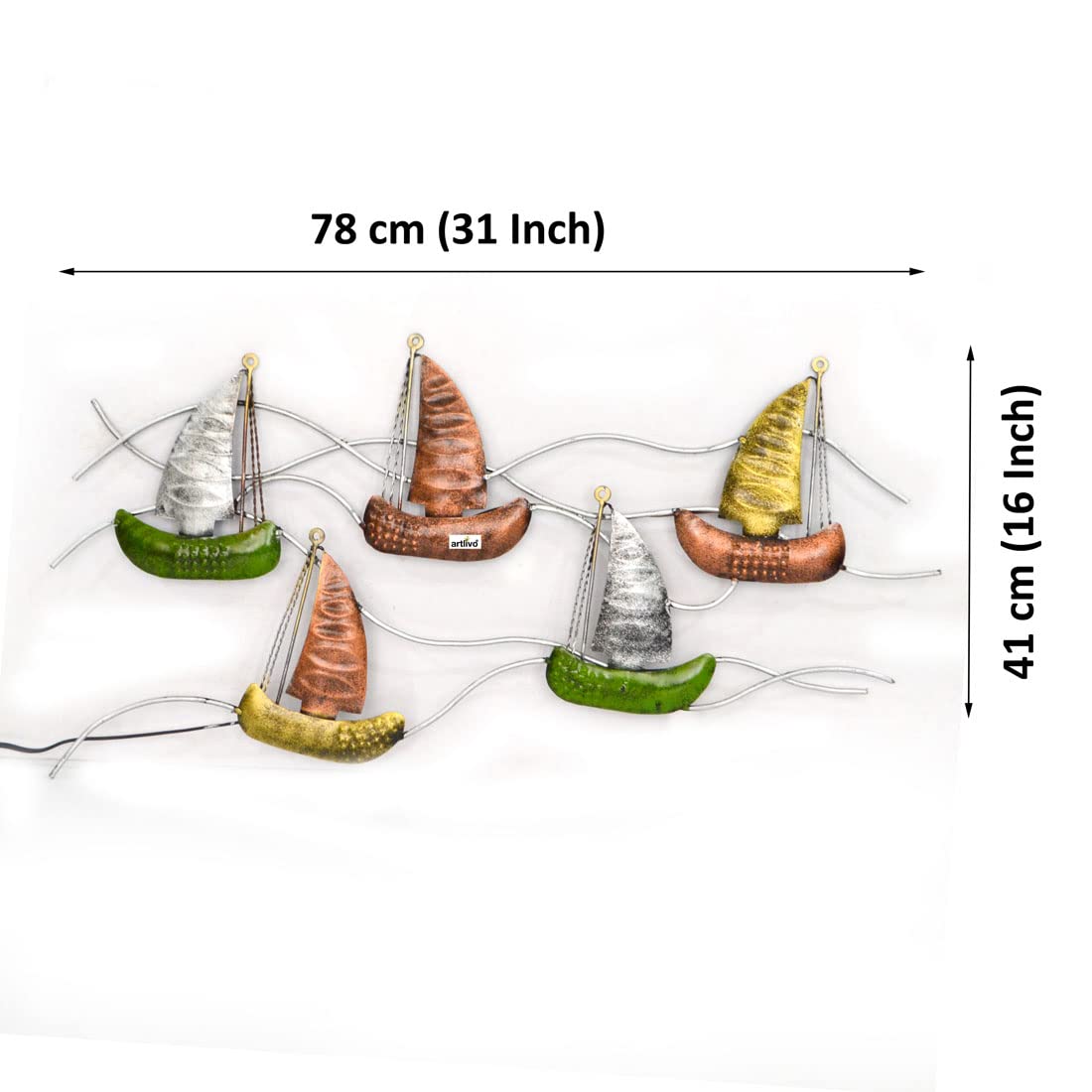 Luxury Multicolor Iron Sailing Boats Wall Art-ArtyCraftz.com