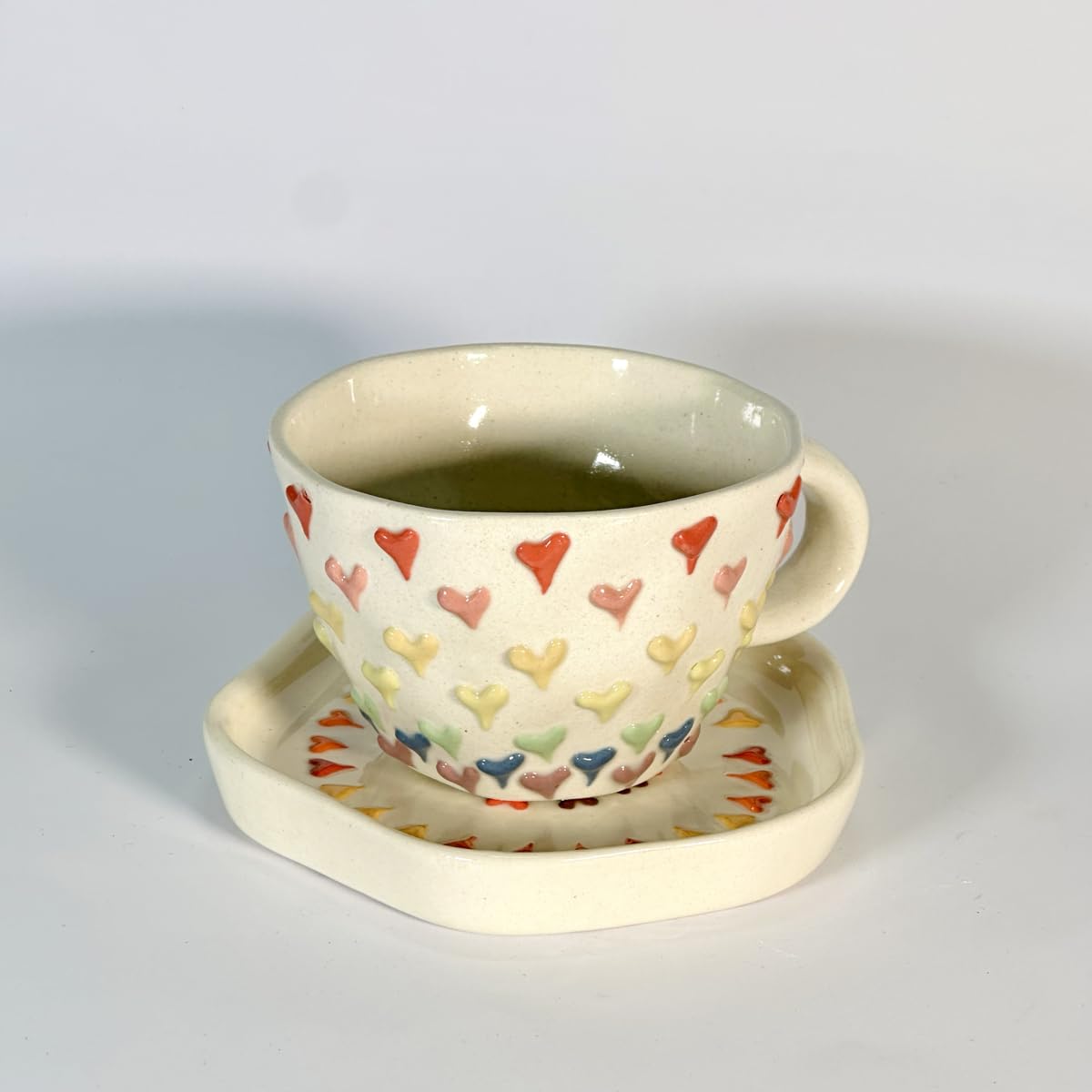 Ceramic Candy Hearts Tea Cup & Saucer Set-ArtyCraftz.com