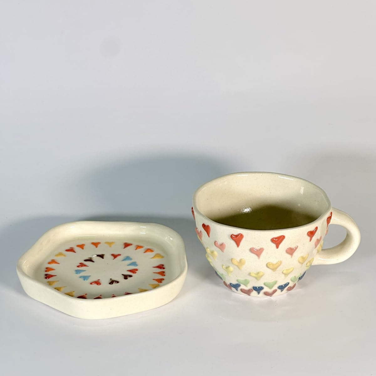 Ceramic Candy Hearts Tea Cup & Saucer Set-ArtyCraftz.com