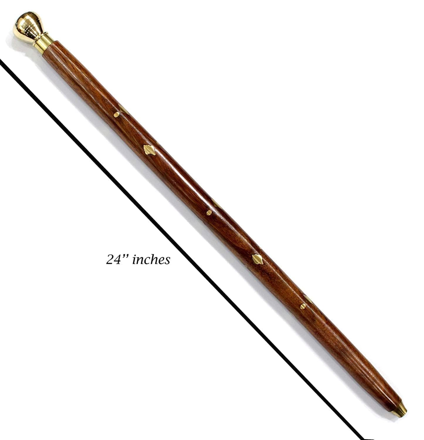 Morning Wooden Brown Walking Stick Sheesham Wood with Brass Work