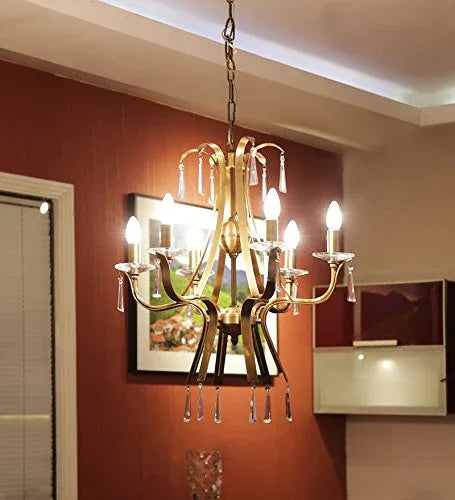 Antique Brass 6-Light Chandelier Ceiling Light for Living Room-ArtyCraftz.com