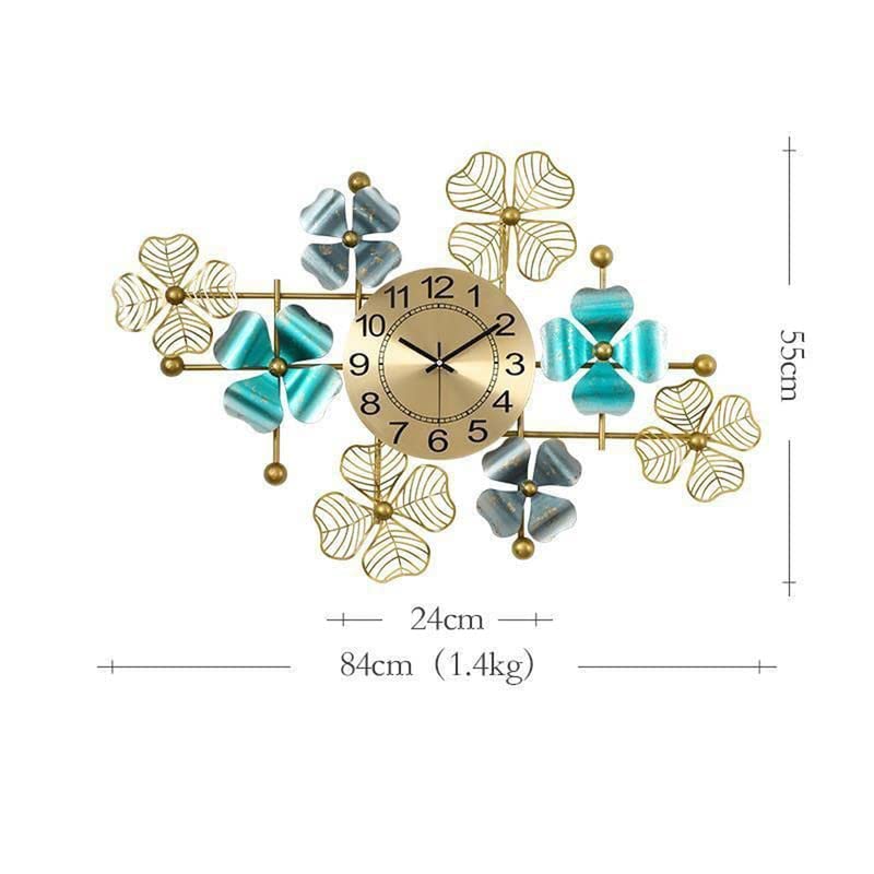 Metal Beautiful Clover Flower Wall Clock - ArtyCraftz.com